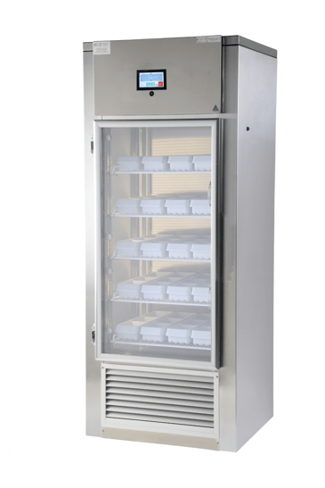 arrowsmith & grant single door blood storage refrigerator with glass door and touch screen