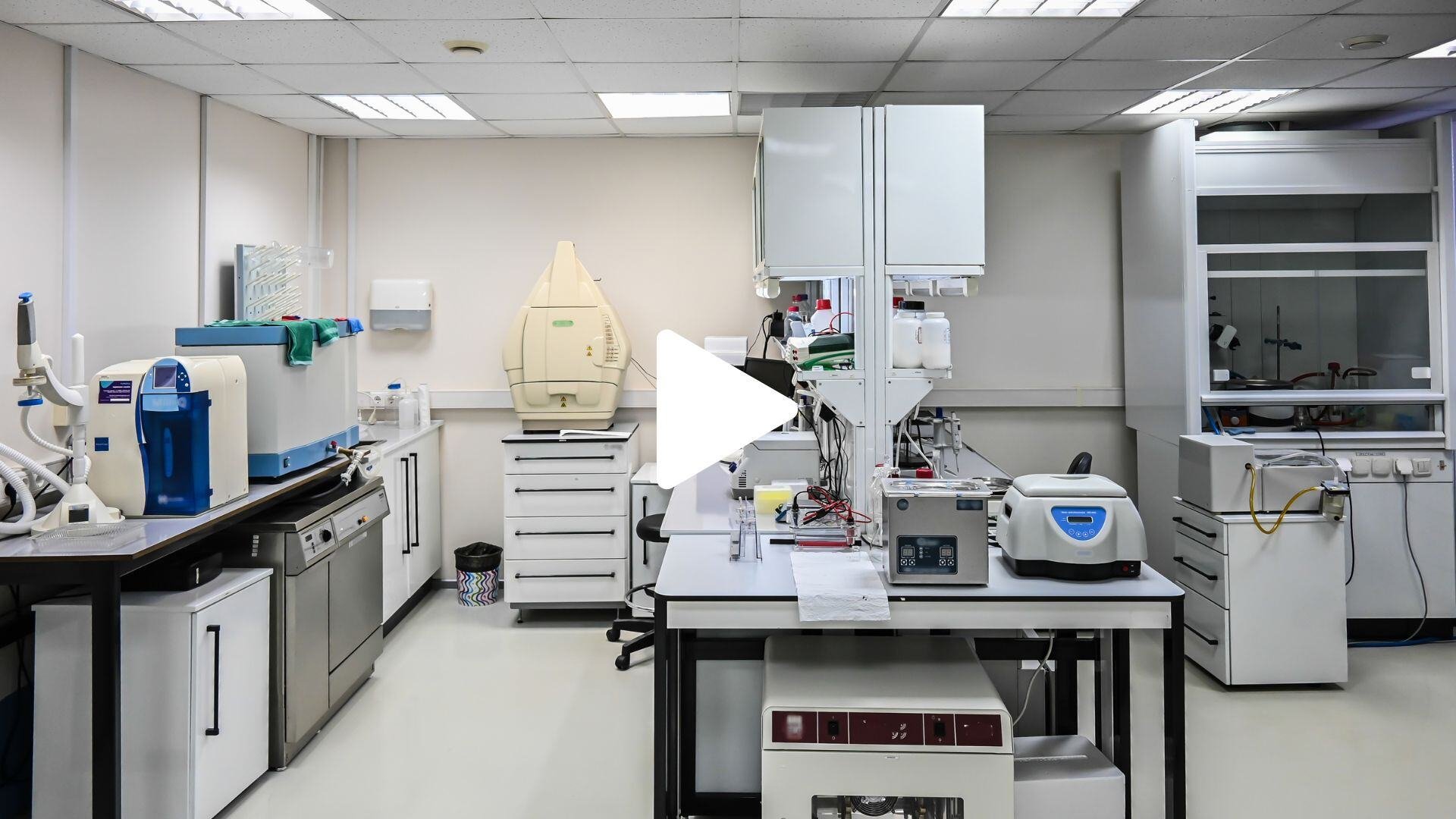 Laboratory with play button