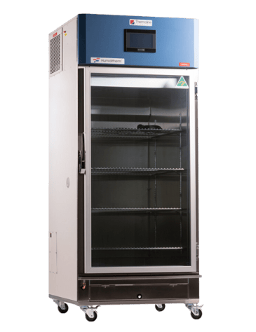 temperature and humidity cabinet for plasterboard testing with door open and shelves