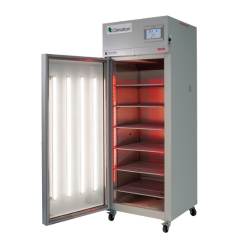 Thermoline plant growth cabinet with door open showing door lighting