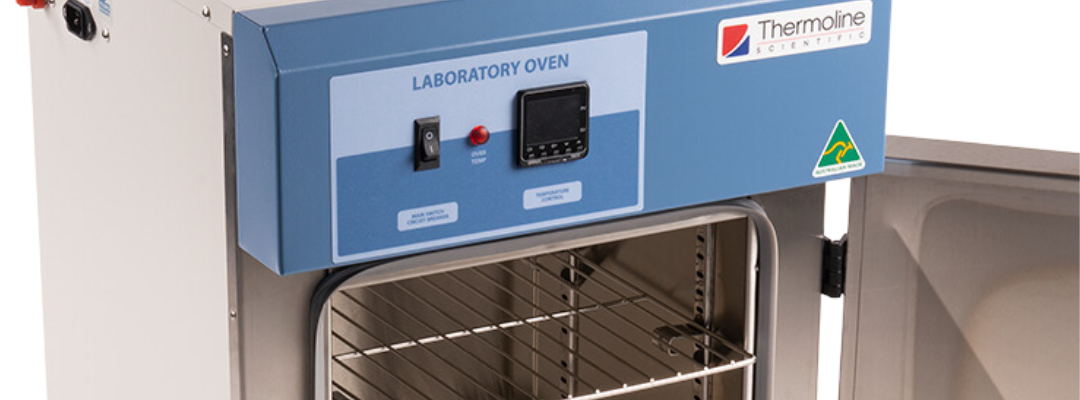 closeup of gravity convection laboratory oven with door open